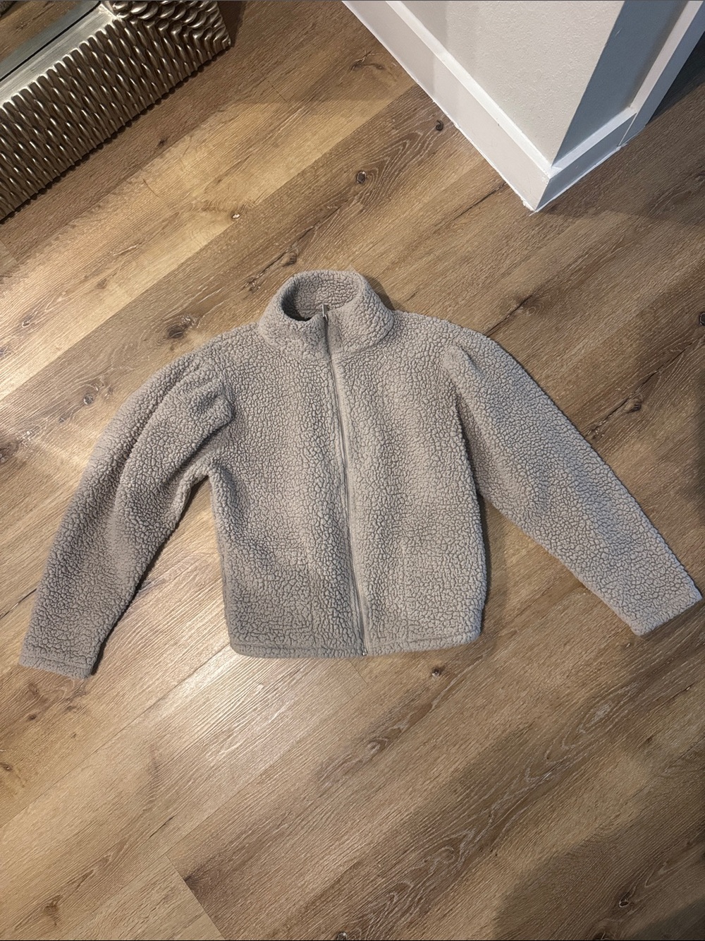 Express Women's Taupe Sherpa Zip-Up Jacket